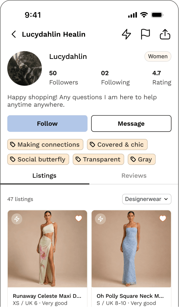 Taggy seller profile screen